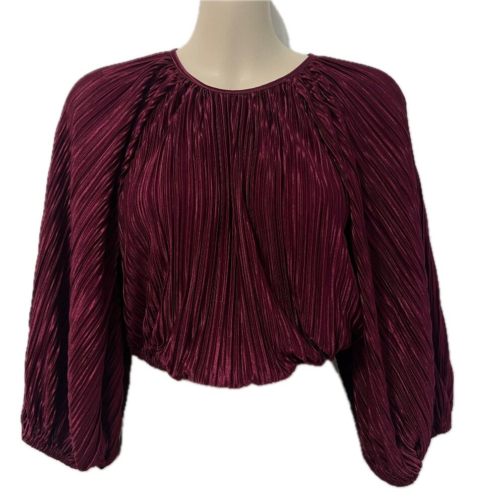 GORGEOUS Shimmery Wine-Colored Cropped Blouse – Sz S – LIKE NEW